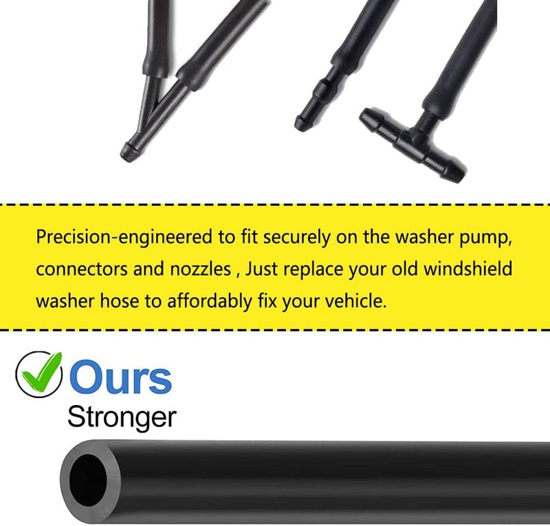 DWARFOO Windshield Washer Hose Kit, 3 Meter Washer Fluid Hose with 6 Pcs Hose Connectors, Universal Windshield Washer Nozzles Kit for Windshield Washer Nozzle Installation, Connect Car Water Pump and Nozzles - Image 4